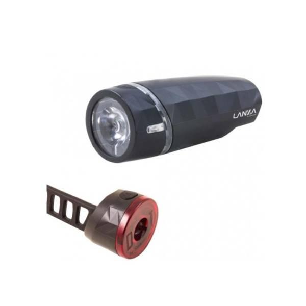 Bike Light Set | Lanza Lighting Set LED Batteries – Black Bicycle Lights Bike Light Set