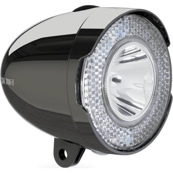 Headlight | Axa 706 Headlight LED Batteries – Dark Chrome Bicycle Lights Headlight